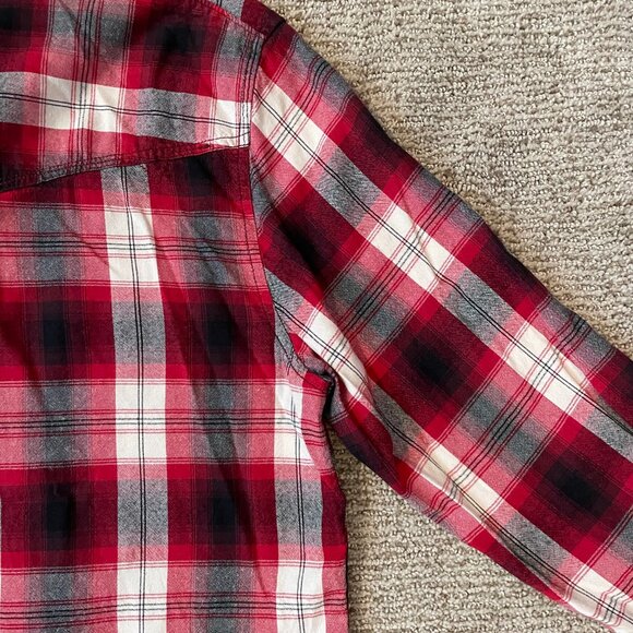 Vans Long-Sleeve Shirt MEDIUM - Red Plaid Country-Style with Button Snaps - Picture 9 of 9